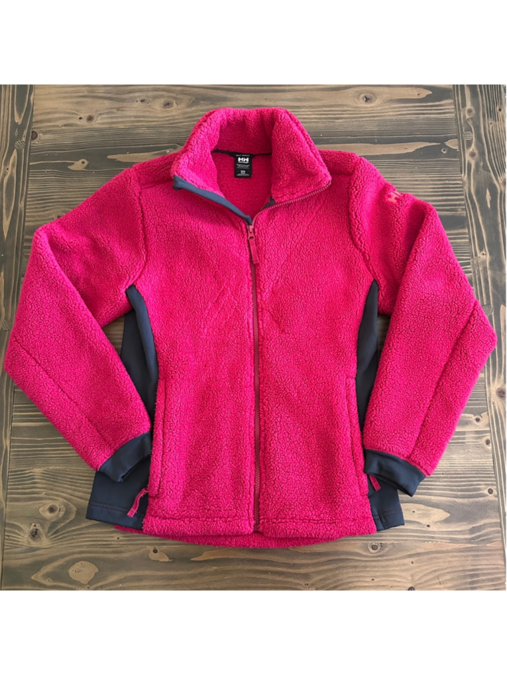 Women's Helly Hansen Red Sherpa Fleece Jacket M Outdoor Hiking Ski Full Zip